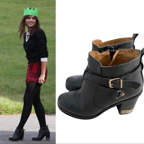 Topshop Shoes - Topshop All-Mine Metal Trim Boots with Gold Detailing as seen on Clara Oswald